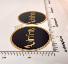 Infinity Speaker Grill Badge Logo Emblem Round Pair Gold Aluminum