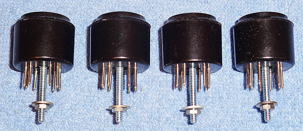 4 NOS 9-Pin Miniature Vacuum Tube Socket Savers with Long Mounting Hardware