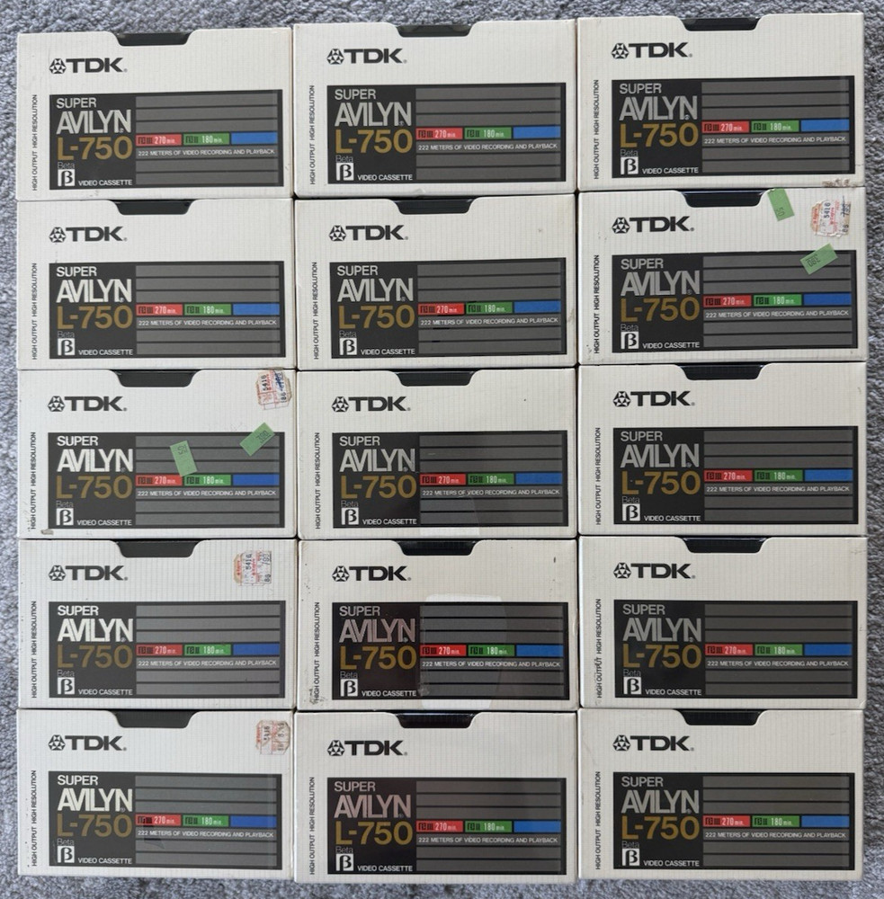 Lot Of 15 – TDK Super Avilyn L-750 BETA Video Cassettes NOS NEW SEALED TAPES