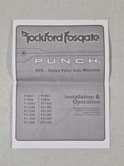 Rockford Fosgate Punch Subwoofer Enclosure Installation Reference Booklet Manual