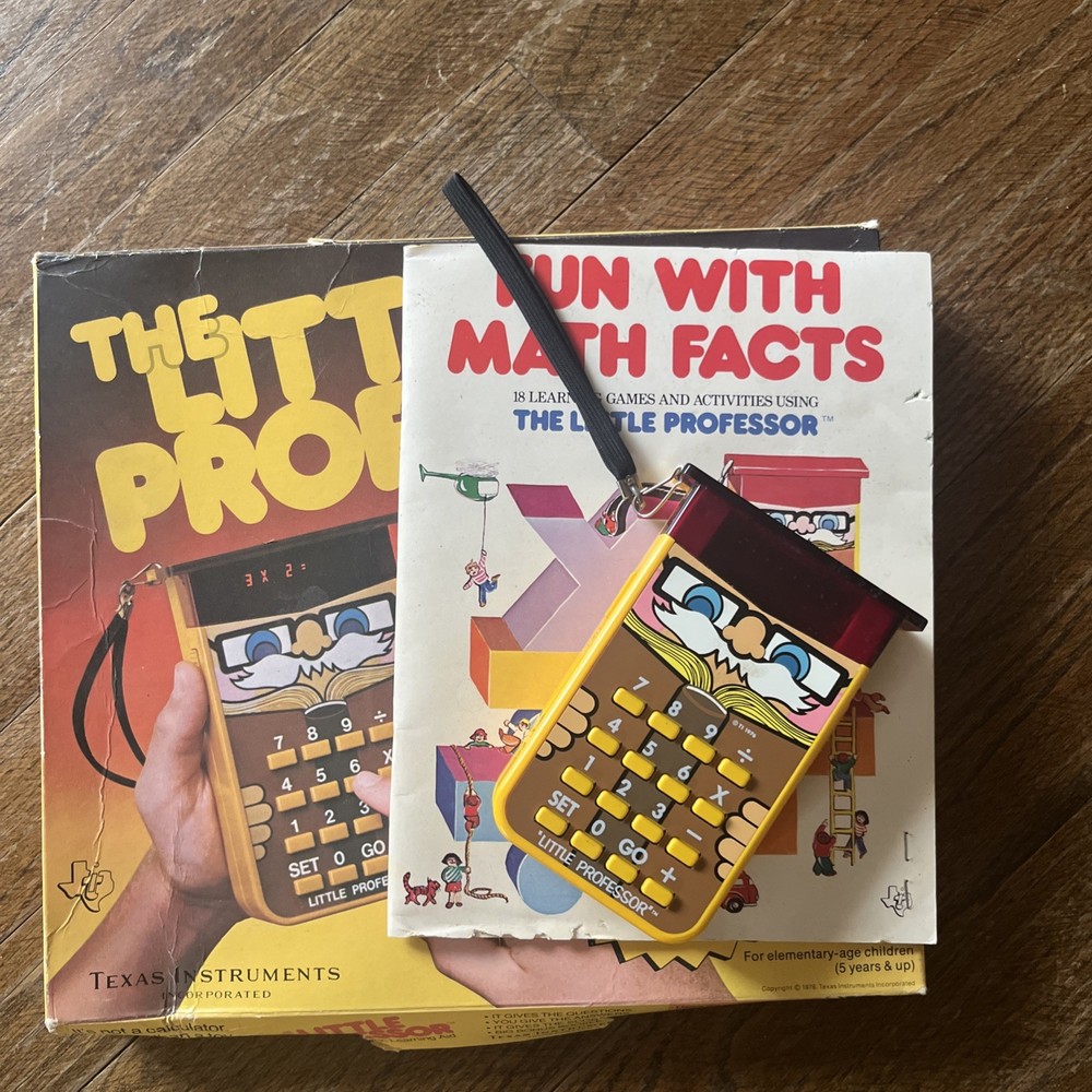 Vintage Texas Instruments Little Professor 1976 Box/Book Works Clean Battery Too