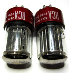 NOS NIB MILITARY SPEC RCA RED BASE 5691 6SL7 BLACK PLATE TUBES!
