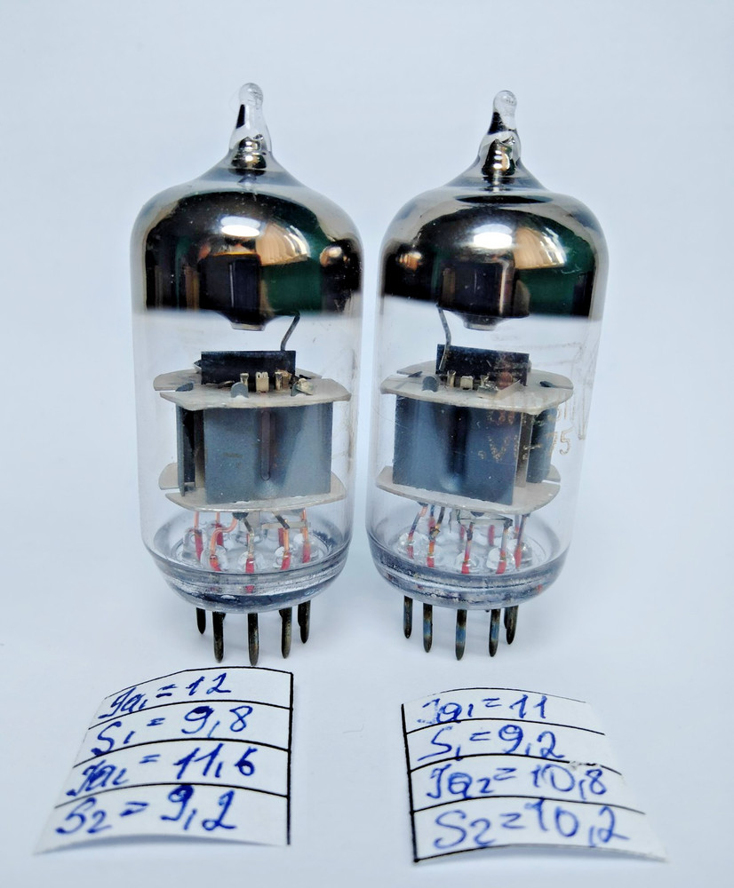 2 pcs USED 6N23P / ECC88 Voshod ` 75 SWGP Gray Shields Matched Pair