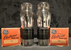 GE Type 43 Audio Power Output Tubes – New In Box – Matching Set NOS