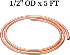 Copper Tubing 1/2″ OD x 0.445″ ID x 5 Ft – 99.9% C12200 Pure ACR Tube – ASTM