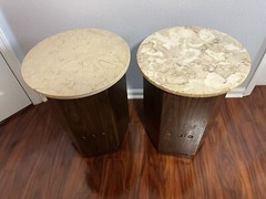 PAIR EMPIRE GRENADIER 6000 SPEAKERS Round Marble Table Top Vintage