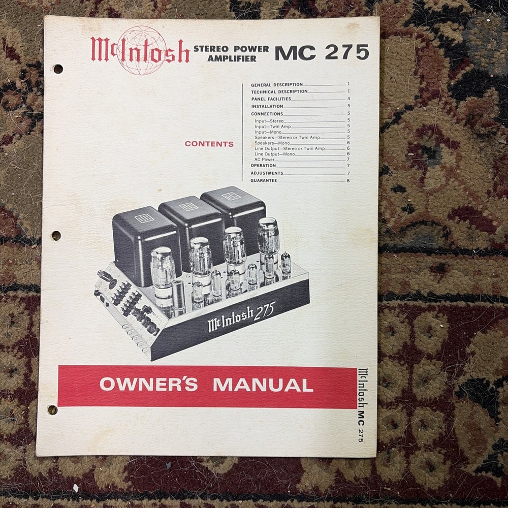 McIntosh MC-275 amp Owners Manual REAL OEM