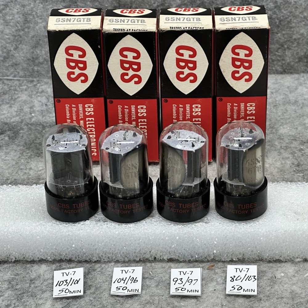 QUAD NOS NIB CBS 6SN7 GTB TUBES ALL TESTED over 100% DATED 1960
