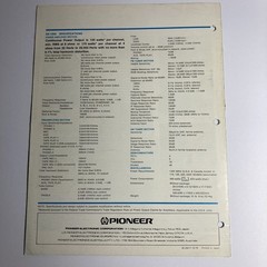 Pioneer SX-1050 Receiver Brochure Original 1975