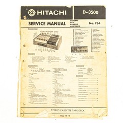 Hitachi D-3500 Stereo Cassette Deck — Sold As-Is (Rewind Not Working)