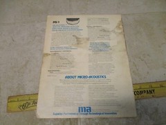 VTG Micro Acoustics MA Multi Axis Loudspeakers Speaker HiFi Brochure Pamphlet