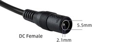 DC Barrel Plug Adapter 2.1×5.5mm to 3.5mm Mono Converter Power Cable 18AWG