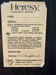 KLIPSCH HERESY 1 SPEAKERS LOUDSPEAKER SYSTEM 1974 !!