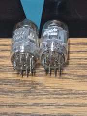 12AX7 ECC83 GE Tube Pair Gray Plate O Get Guitar Tube Amp TV7 Tested Strong 87%