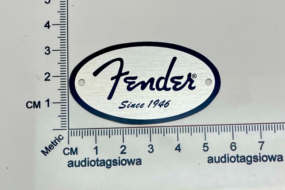 Fender Spaghetti Logo for Interior Case Badge Custom Made Silver Aluminum 1946