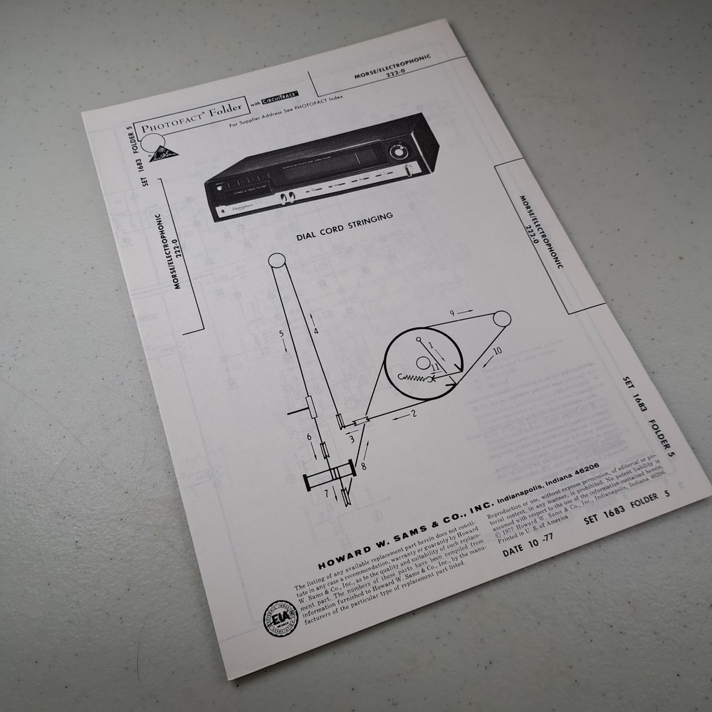 MORSE/ELECTROPHONIC 222-0 Manual 1977 Photofact Service Illustrated