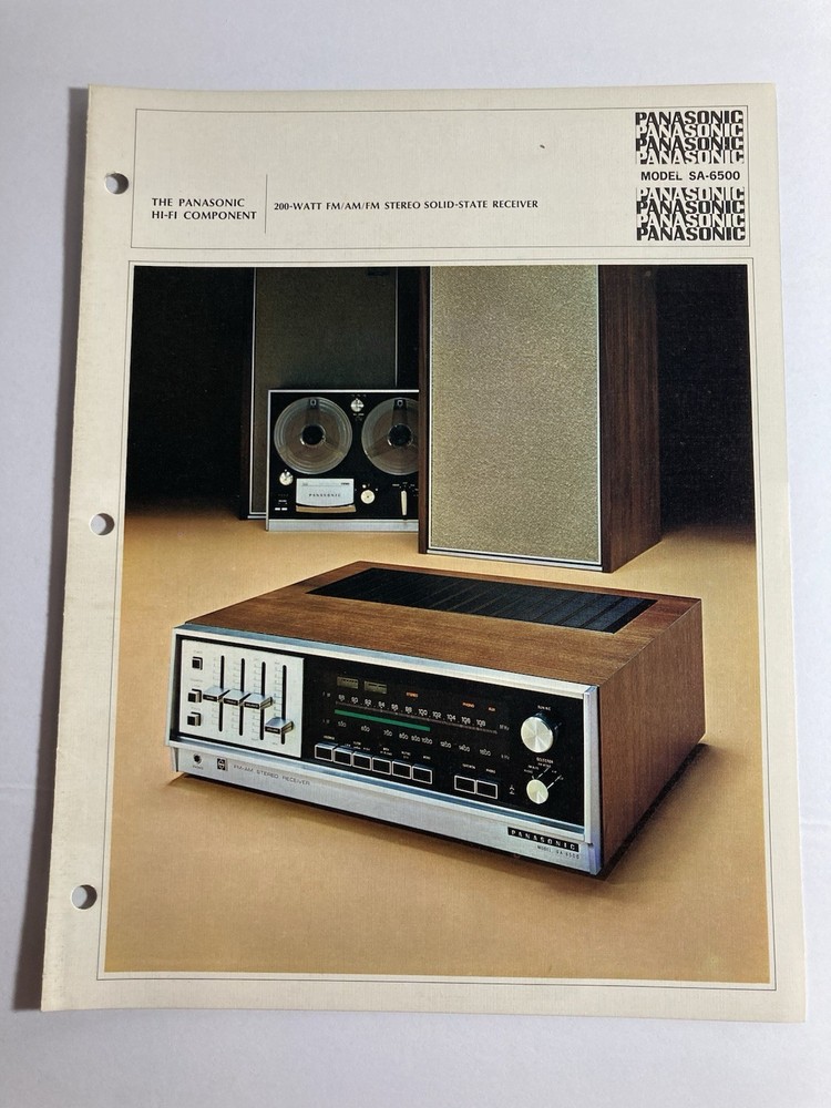 Panasonic 200-Watt FM/AM Stereo Receiver Model SA-6500 Brochure