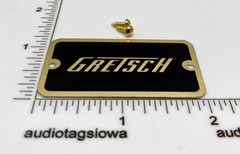 Gretsch Guitar Case Logo Badge Gold on Black with Gold Screws