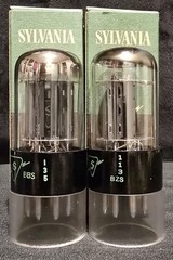 SYLVANIA 6SN7 GTB TUBE 1951 CHROME TOPPED HALO BLACK PLATES MATCHING SET