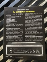 McIntosh C 504 Compact Preamplifier Sales Booklet – Binghamton NY, Excellent!