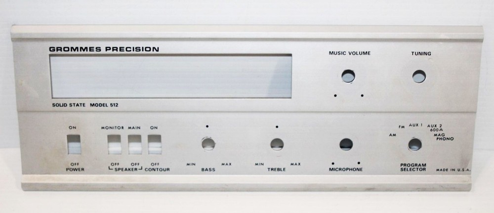 Aluminum Front Case Face Plate – Vintage Grommes Precision Receiver Amp 512 Part
