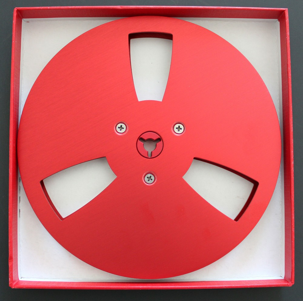 NEW ANALOG AUDIO 7″ X 1/4″ METAL TAPE REEL -TRIDENT HUB- RED -AKAI TEAC SONY