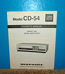 Marantz Model CD-54 Compact Disc Digital Audio Player Owner’s Manual OEM Excell