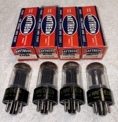 4- Raytheon 6SN7GTB Vacuum Tubes 0-Getter Black Plate TV7 Tested NOS