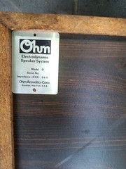 2 PC SET Ohm Model D Elctrodynanic Vintage Speakers Ohm Walsh WALNUT FINISH READ