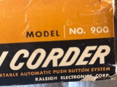 Raleigh-Corder Transistor Recorder Model 900 Vintage Reel To Reel