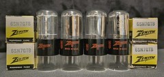 ZENITH 6SN7 GTB TUBE RED CROWN PREMIUM AUDIO CHROMED HALOS MATCHED QUAD (4) FOUR
