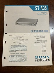 Sony ST-A35 FM Stereo FM-AM Tuner Service Manual OEM Vintage Diagrams Repair