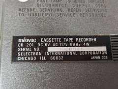 Milovac CR-201 Cassette Player Recorder 1970’s Tested Works w Power Cable & Mic
