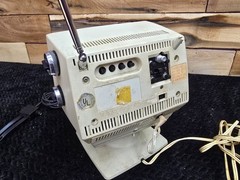Sharp 3S-111W Portable TV – 1970’s – White Retro Space Age Design. Works w/stand