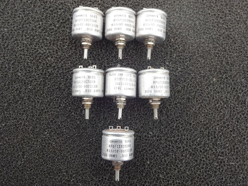 Vintage Ohmite Variable Resistor 2500 Ohm RP071SB252KK (lot of 7 pcs)