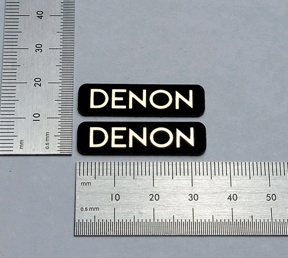 DENON Speaker Badge Logo 34mm Premium Gold Pair With Self Stick Adhesive