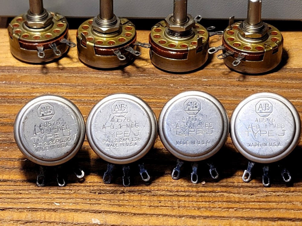 (AB)Allen Bradley 100K ohm Log/Audio Taper potentiometer ampex parts…!!! 1pair