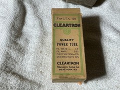 ANTIQUE Type 20 Vacuum Tubes CLEARTRON CTX-120 UX-120 TV-7 TESTED 70% Glass Tip
