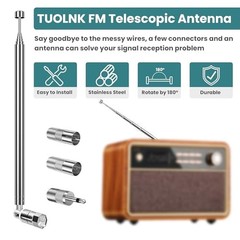 FM Radio Antenna, 75 ohm FM Telescopic Antenna, F Type Male FM Antenna with