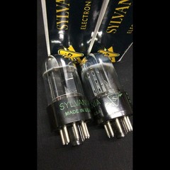MATCHED PAIR SYLVANIA 6SN7GTB Chrome Dome VINTAGE Vacuum Tubes TESTED H.9153