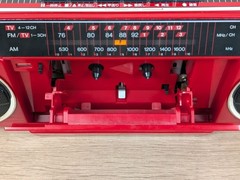SHARP QT-25 Red Stereo Radio Cassette Recorder Showa Retro FM AM Fully Works