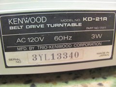 Kenwood KD-21R Belt Drive Turntable
