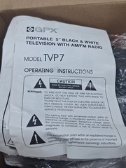 Vintage GPX Portable TV Television AM/FM Radio 5″ Black White Screen TVP7 READ