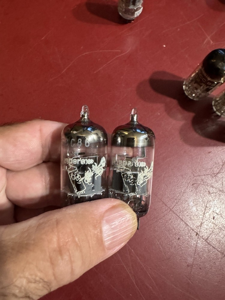 Amperex Bugle Boy ECC88/6DJ8 O-Getter Holland Matched Pair.test Strong.