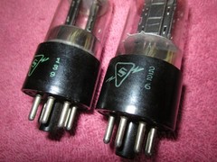 Matched Pair +1 Sylvania 6SN7 Staggered Black Plate Tubes Balanced STRONG 3pcs