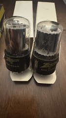 PAIR NOS GE For Zenith 6EA7 BLACk Plates Side Getter Audio TUBES