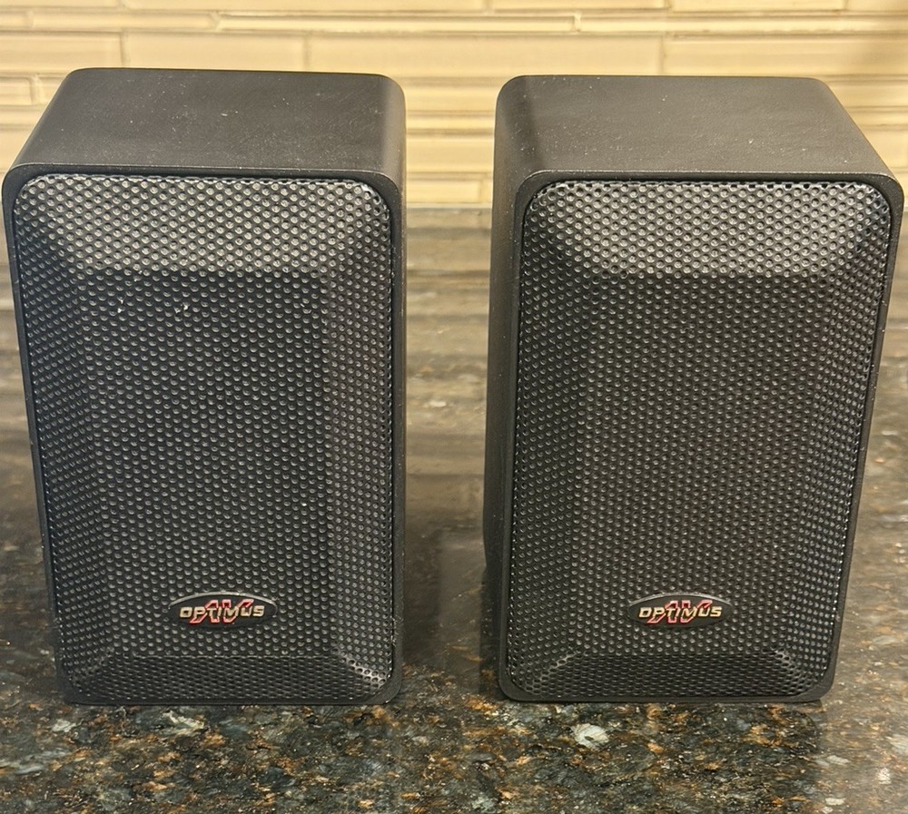 Optimus Pro 7AV Speakers RadioShack 40-2048 Black Metal Minimus 7 Bookshelf Pair