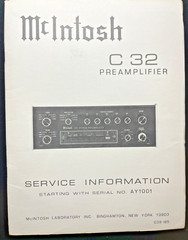 MCINTOSH C32 PREAMPLIFIER SERVICE INFORMATION SCHEMATICS AY1001 ORIGINAL D1348
