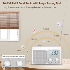 DreamSky AM FM Radio Portable – Shortwave Radio Battery Powered or Plug in Wall
