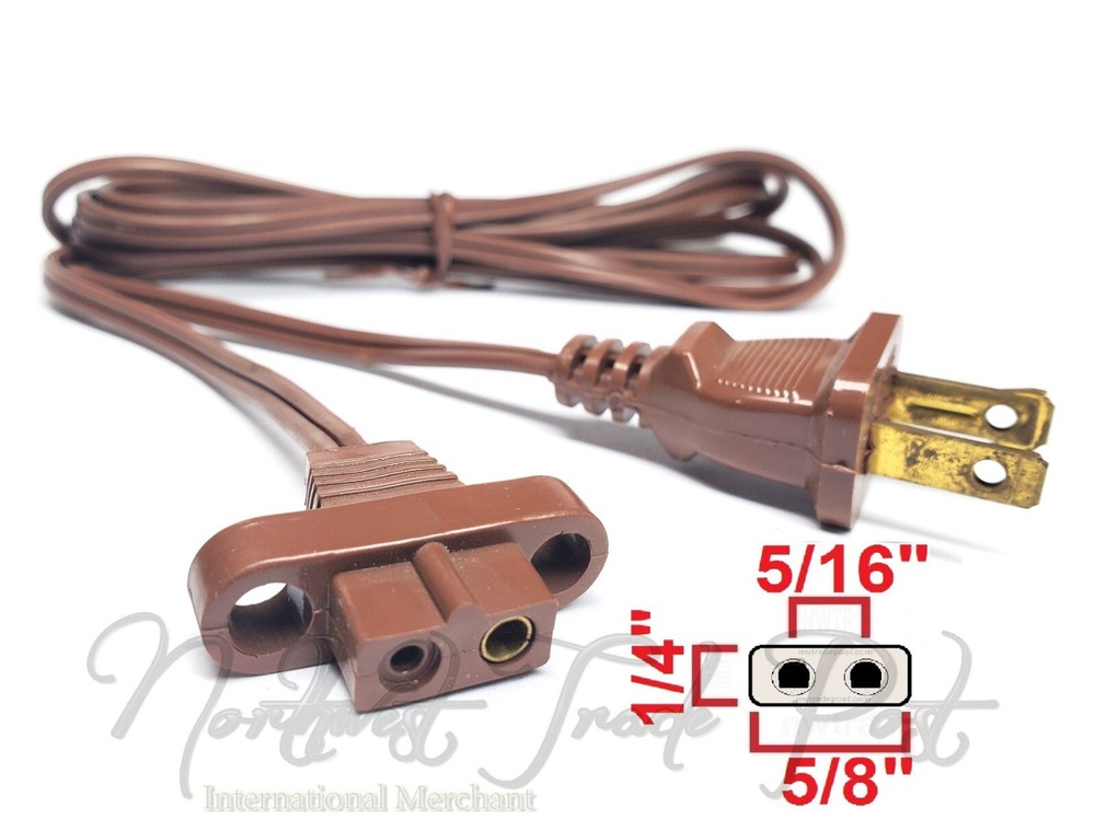 6ft Polarized 2-Pin Power Cord with Ears for Vintage Solid State TV Stereo Radio